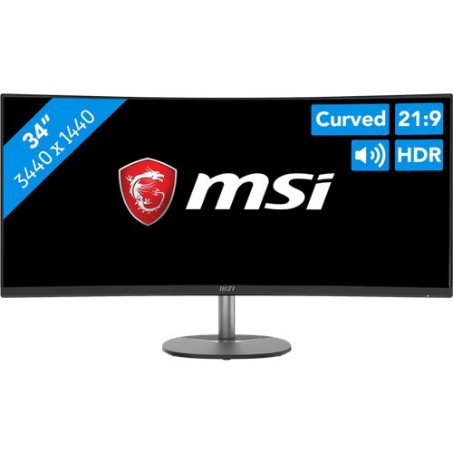 Mit dem 34 Zoll großen MSI PRO MP341CQDE Monitor ...