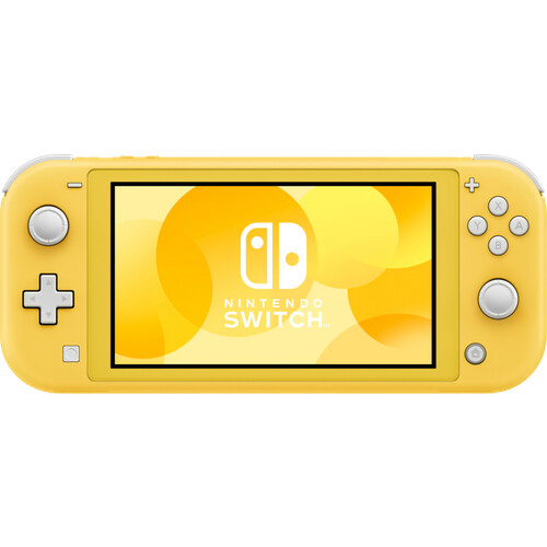 Speel handheld met de gele Nintendo Switch Lite. ...