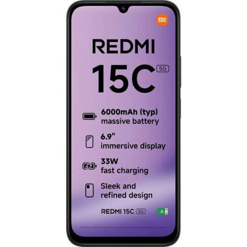 De Redmi 15C 128GB Zwart 5G is een instapmodel met ...