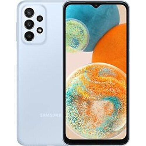 De Samsung Galaxy A23 5G in blauw combineert een ...