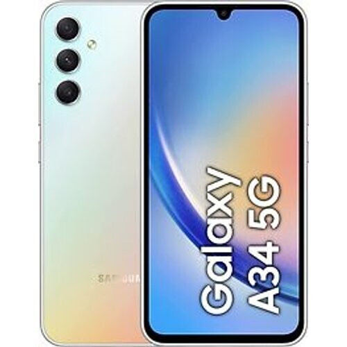 De Samsung Galaxy A34 5G in de kleur zilver ...