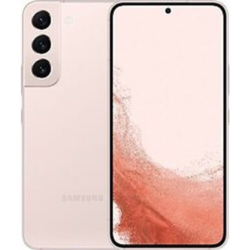 De Samsung Galaxy S22 in de opvallende roze kleur ...