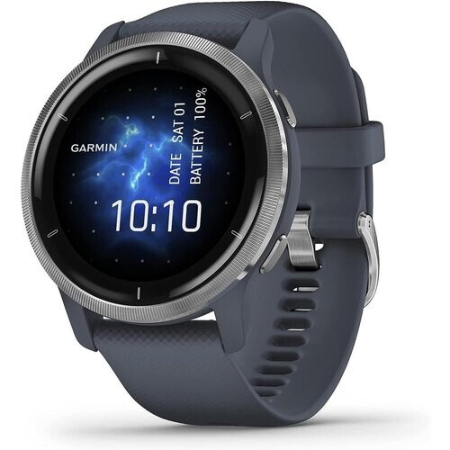 Garmin Venu 2 GPS Silver Bazel + Granite Blue Band ...