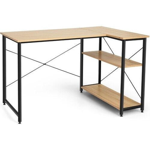 Met een ruim bureaublad en een open plank op twee ...