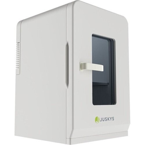 De witte mobiele 2-in-1 minikoelkast met een ...