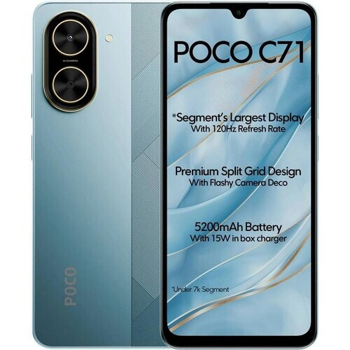 Model: POCO C71 RAM / Storage: 4 GB RAM + 128 GB ...